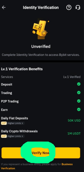 바이비트 kyc 인증 방법, 1단계, 2단계, 최신 방법, 인증 안하면? 5 Verify Now 클릭