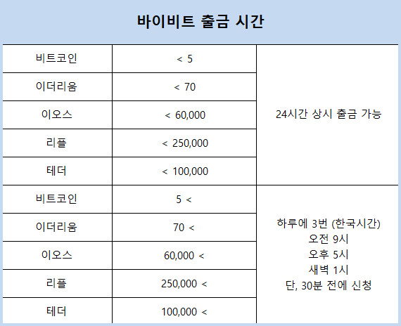 바이비트 출금시간