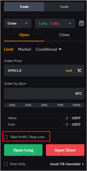 바이비트 스탑로스 (STOP LOSS) 4가지 방법 | 모바일 앱 및 PC 3 TAKE PROFIT STOP LOSS