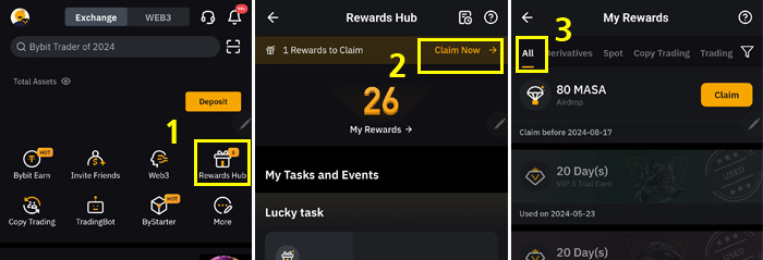 바이비트 쿠폰 리워드 (Rewards) 사용방법 2가지 2 바이비트 리워드 앱에서 보기