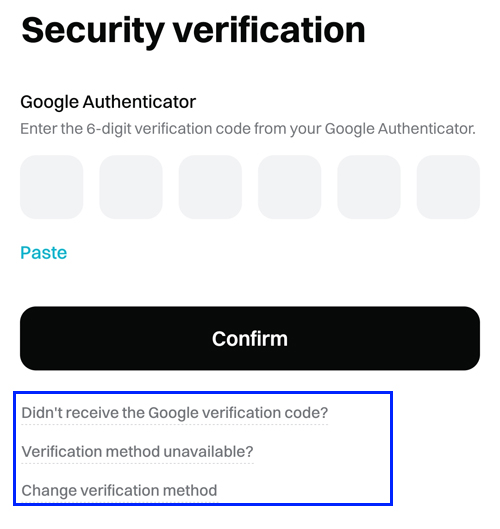 비트겟 OTP 초기화 방법|구글 OTP 분실·오류 시 재설정하는 법 3 비트겟 Google Authenticator 인증 입력 화면과 인증 방식 변경 옵션