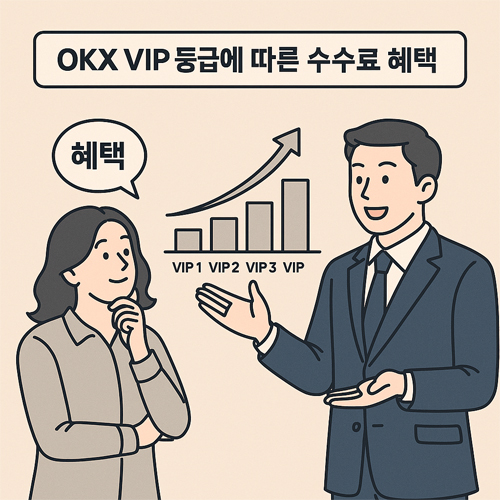 OKX VIP 등급별 수수료 혜택 안내 일러스트